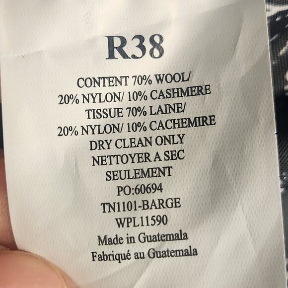 Nautica Barge Overcoat Men 38R Charcoal Gray Wool Cashmere Blend Italian Fabric - Picture 16 of 16